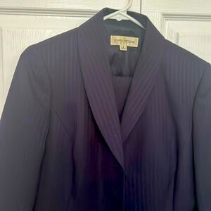 Evan Picone two piece professional skirt suit. Navy blue with navy pinstripes.